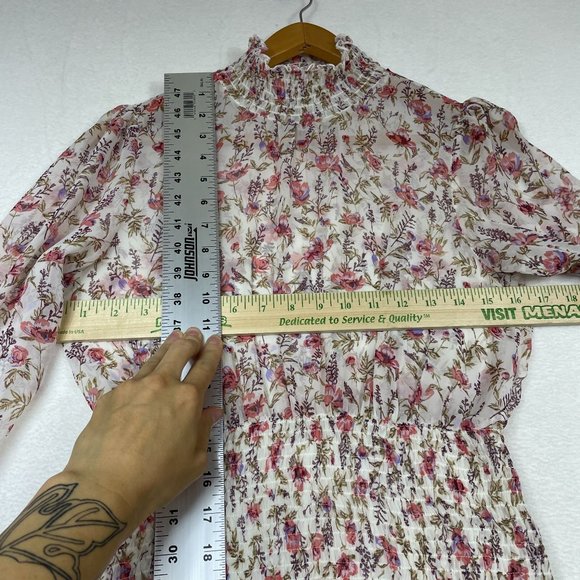 Princess Polly Tiered Ruffle Mini Dress Size 6 Floral Boho Shirred Waist FLAW - Picture 3 of 14